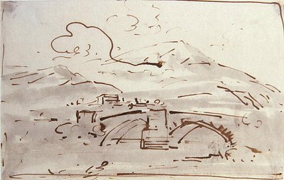 Landschaft mit einer Brücke von Joseph Farington
