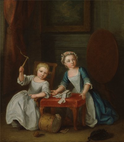 Kinder beim Spielen, wahrscheinlich der Sohn des Künstlers Jacobus und die Tochter Maria Joanna Sophia von Joseph Francis Nollekens