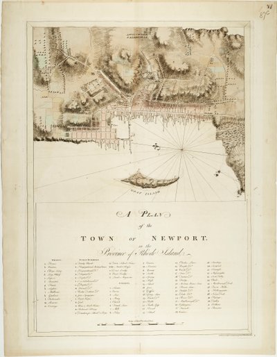 Ein Plan der Stadt Newport in der Provinz Rhode Island von Joseph Frederick Wallet DesBarres