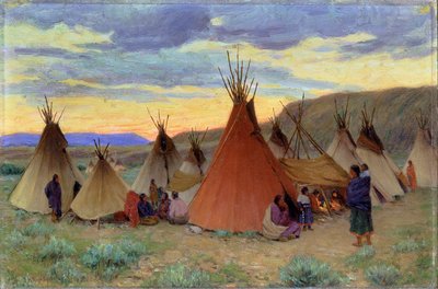 Abend auf der Crow Reservation, Montana von Joseph Henry Sharp