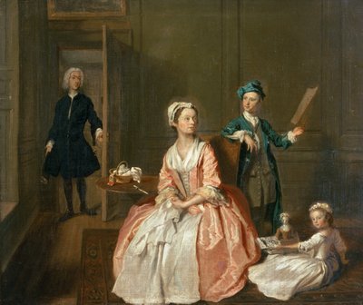 Konversationsstück, wahrscheinlich die Familie des Künstlers, um 1732-5 von Joseph Highmore