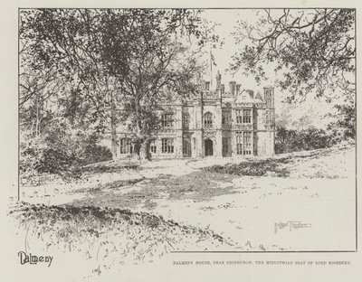 Dalmeny House, in der Nähe von Edinburgh, der Midlothian-Sitz von Lord Rosebery von Joseph Holland Tringham