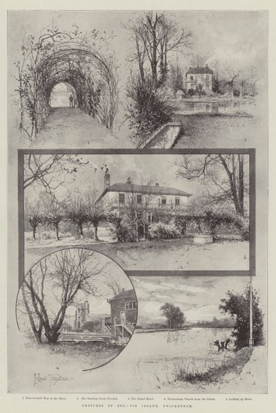 Skizzen von Eel-Pie Island, Twickenham von Joseph Holland Tringham
