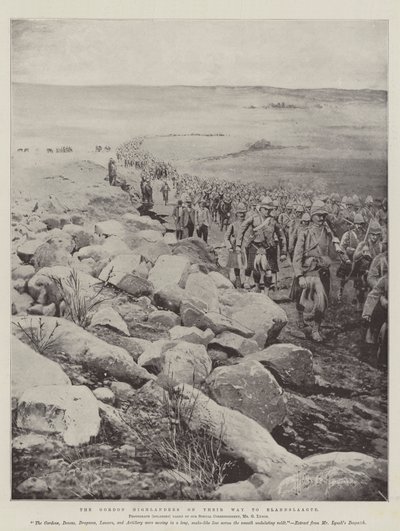 Die Gordon Highlanders auf dem Weg nach Elandslaagte von Joseph Holland Tringham