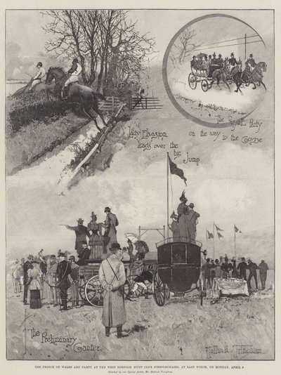 Der Prinz von Wales und seine Gesellschaft beim West Norfolk Hunt Club Steeplechase, in East Winch, am Montag, den 9. April von Joseph Holland Tringham