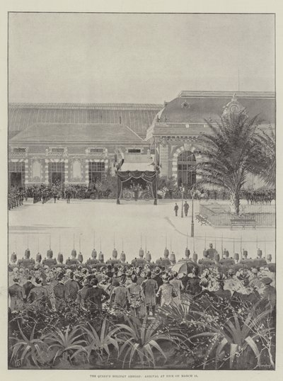 Der Urlaub der Königin im Ausland, Ankunft in Nizza am 15. März von Joseph Holland Tringham