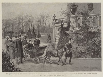 Der Besuch der Königin bei der Kaiserin Friedrich in Friedrichshof, die Kaiserin Friedrich zeigt Ihrer Majestät die Schlossanlagen von Joseph Holland Tringham