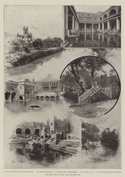 Der königliche Besuch in Bath, Ansichten der Stadt von Joseph Holland Tringham