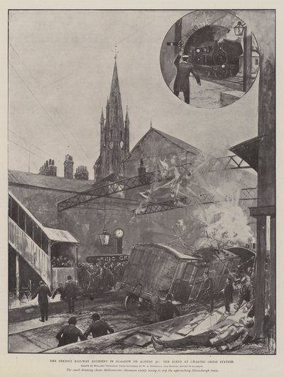 Der schwere Eisenbahnunfall in Glasgow am 30. August, die Szene am Charing Cross Bahnhof von Joseph Holland Tringham