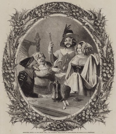 Weihnachtssport in alten Zeiten, die Dienerhalle von Joseph Kenny Meadows