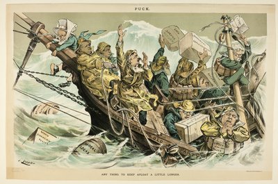 Alles, um noch ein wenig länger über Wasser zu bleiben, aus Puck von Joseph Keppler