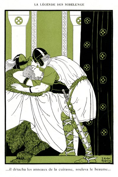 Die Nibelungensage: Siegfried umarmt die Walküre Brunhilde von Joseph Kuhn Regnier