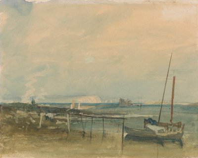 Küstenszene mit weißen Klippen und Booten am Ufer von Joseph Mallord William Turner