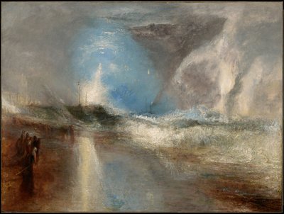Raketen und blaue Lichter (in der Nähe), um Dampfschiffe vor Untiefen zu warnen von Joseph Mallord William Turner