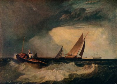 Shoeburyness Fischer ruft eine Whitstable Hoy, auch bekannt als Das Lotsenboot und Die rote Mütze, um 1809 von Joseph Mallord William Turner