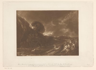 Stürmische Landschaft mit Flut und Ertrinkenden von Joseph Mallord William Turner