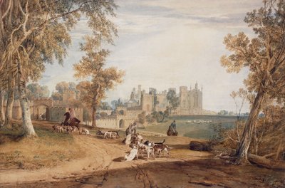 Die Nordwestfront, Cassiobury, mit Hunden und Jägern von Joseph Mallord William Turner