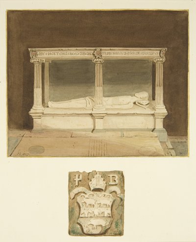 Grab von Bischof Paul Bush und Wappen in der Kathedrale von Bristol von Joseph Manning