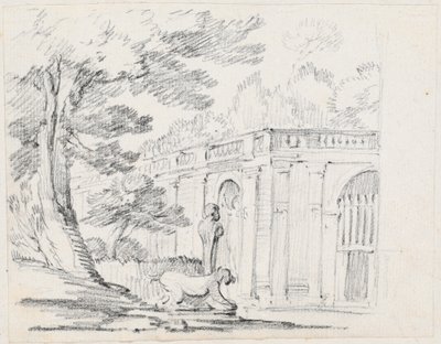Loggia und Statuen in einem italienischen Garten von Joseph Marie Vien