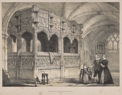 Architektur des Mittelalters: Schrein der Gräfin de la Warre in Boxgrove Priory, Sussex von Joseph Nash