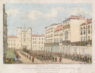 Trauerzug des verstorbenen königlichen Hoheit, des Herzogs von York, verlässt den St. James