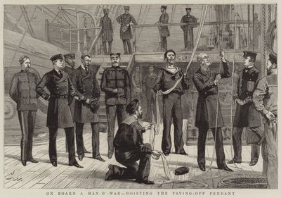 An Bord eines Kriegsschiffs, Hissen des Abschiedspendants von Joseph Nash