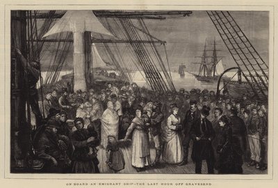 An Bord eines Auswandererschiffs, die letzte Stunde vor Gravesend von Joseph Nash