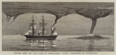Skizzen von der Westküste Afrikas, HMS Boxer umgeben von Wasserhosen von Joseph Nash