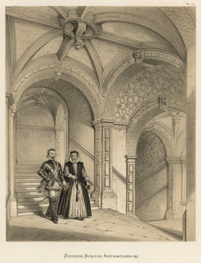 Treppe, Burleigh, Northamptonshire von Joseph Nash