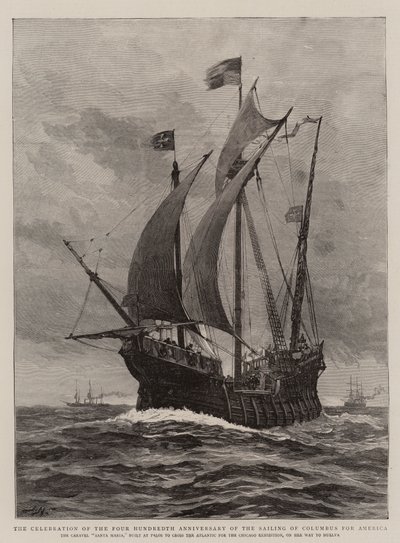 Die Feier des vierhundertsten Jahrestages der Abfahrt von Kolumbus nach Amerika von Joseph Nash