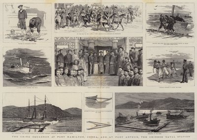 Das China-Geschwader in Port Hamilton, Korea, und in Port Arthur, der chinesischen Marinebasis von Joseph Nash