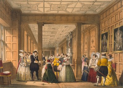 Die Galerie im Hatfield House, Hertfordshire, veröffentlicht 1838 von Joseph Nash