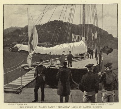 Die Yacht Britannia des Prinzen von Wales im Hafen von Cannes von Joseph Nash