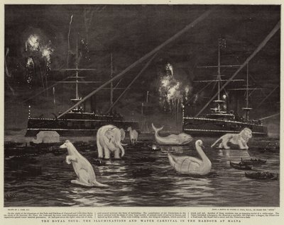 Die königliche Tour, die Beleuchtungen und der Wasserkarneval im Hafen von Malta von Joseph Nash