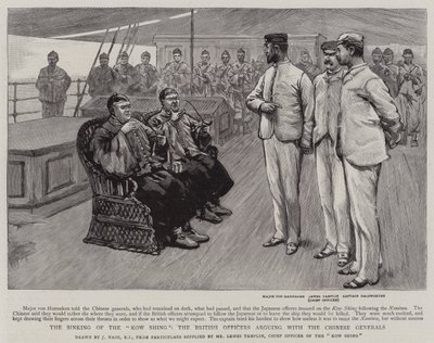 Das Sinken der Kow Shing, die britischen Offiziere streiten mit den chinesischen Generälen von Joseph Nash