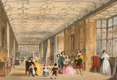 Ansicht der Long Hall in Haddon, Derbyshire, ca. 1600 von Joseph Nash