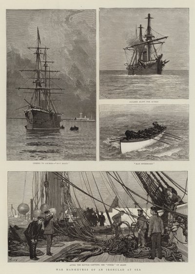 Kriegsmanöver eines Panzerschiffs auf See von Joseph Nash