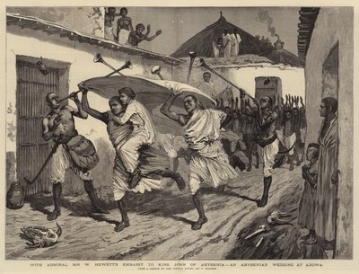 Mit der Botschaft von Admiral Sir W. Hewett an König John von Abessinien, eine abessinische Hochzeit in Adowa von Joseph Nash