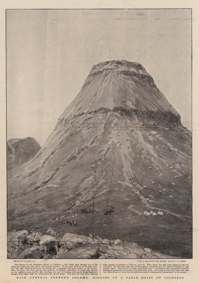 Mit General Frenchs Kolonne, Aufbau einer Seilwinde auf Coleskop von Joseph Nash