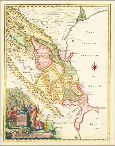 Karte der westlichen Kaspischen Region von 1728 von Joseph Nicholas de L