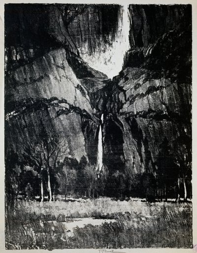 Am Fuß des Wasserfalls, von Joseph Pennell, Gravur von Joseph Pennell