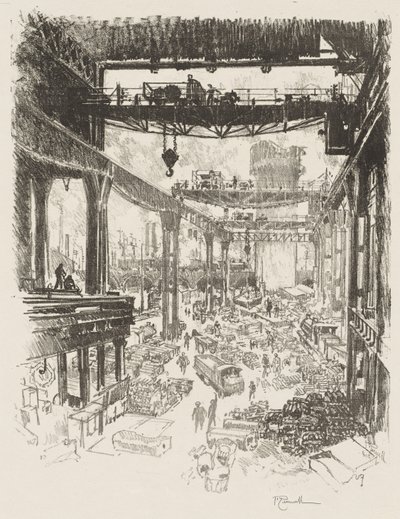 Englische Kriegsarbeit: Der große Turm, Roheisen von Joseph Pennell