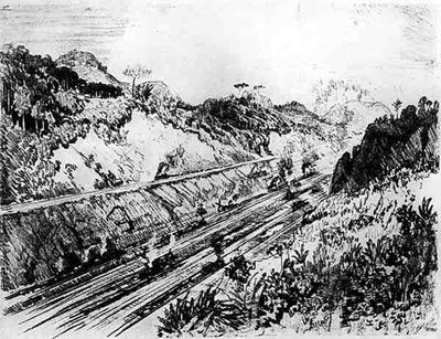 Im Schnitt bei Las Cascades, Platte XII aus Der Panamakanal von Joseph Pennell, 1912 von Joseph Pennell