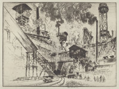Mündung der Mine, Ruhrort bei Oberhausen von Joseph Pennell