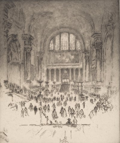 Die Marmorsaal, Pennsylvania Station, New York, 1919 von Joseph Pennell