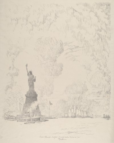 Die Statue, New Yorker Bucht von Joseph Pennell