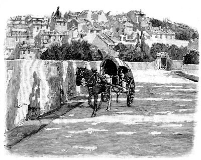 Dorf im Süden Frankreichs mit Pferdekutsche. Gravur von Joseph Pennell 1888 (Detail) von Joseph Pennell