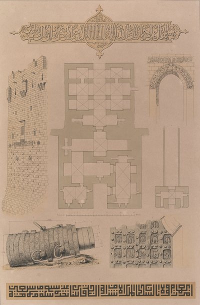 59. Plan und Details, Schloss von Aleppo, 1843 von Joseph Philibert Girault De Prangey