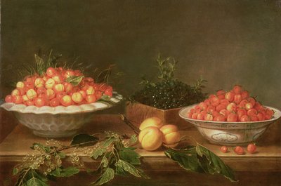 Stillleben mit Früchten in Porzellanschalen und einer Holzkiste von Joseph Plepp