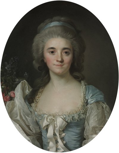 Porträt der Comtesse de Provence (1753-1810), halbe Länge, in einem türkisfarbenen Kleid mit weißer Spitze und Band von Joseph Siffred Duplessis